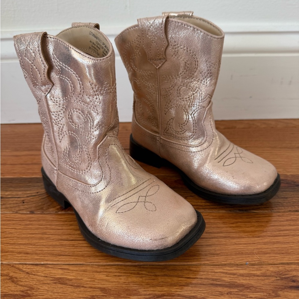 Kids Metallic Gold Cowboy Boots - Picture 8 of 8